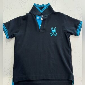 Psycho Bunny Kids Polo Black with Teal Accent